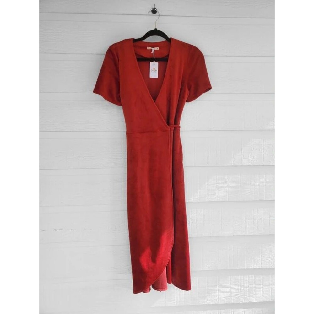 Marine Layer Red Velour Dress XS